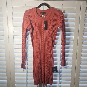 Lulu's Pink Cable Knit Sweater Dress